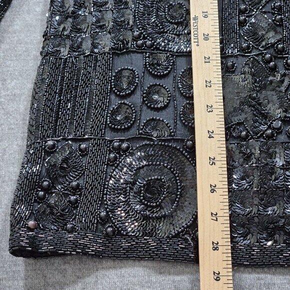 Joan Leslie Talbots Jacket Womens L Petite Black Top Sequins Beads Silk LS Vtg - Picture 8 of 16